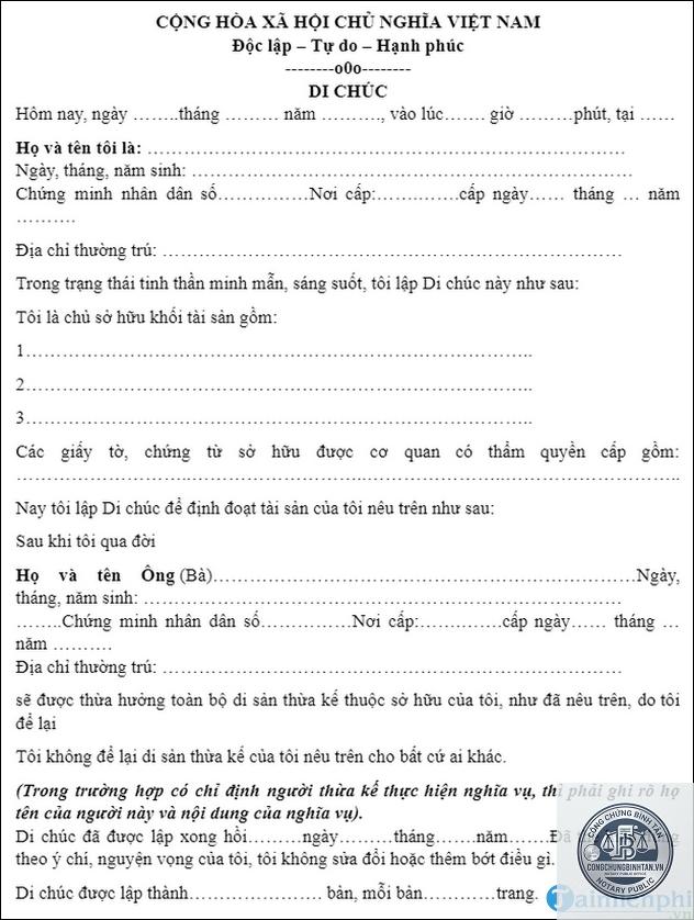 di chúc tặng cho quyền sử dụng đất - Hình 3
