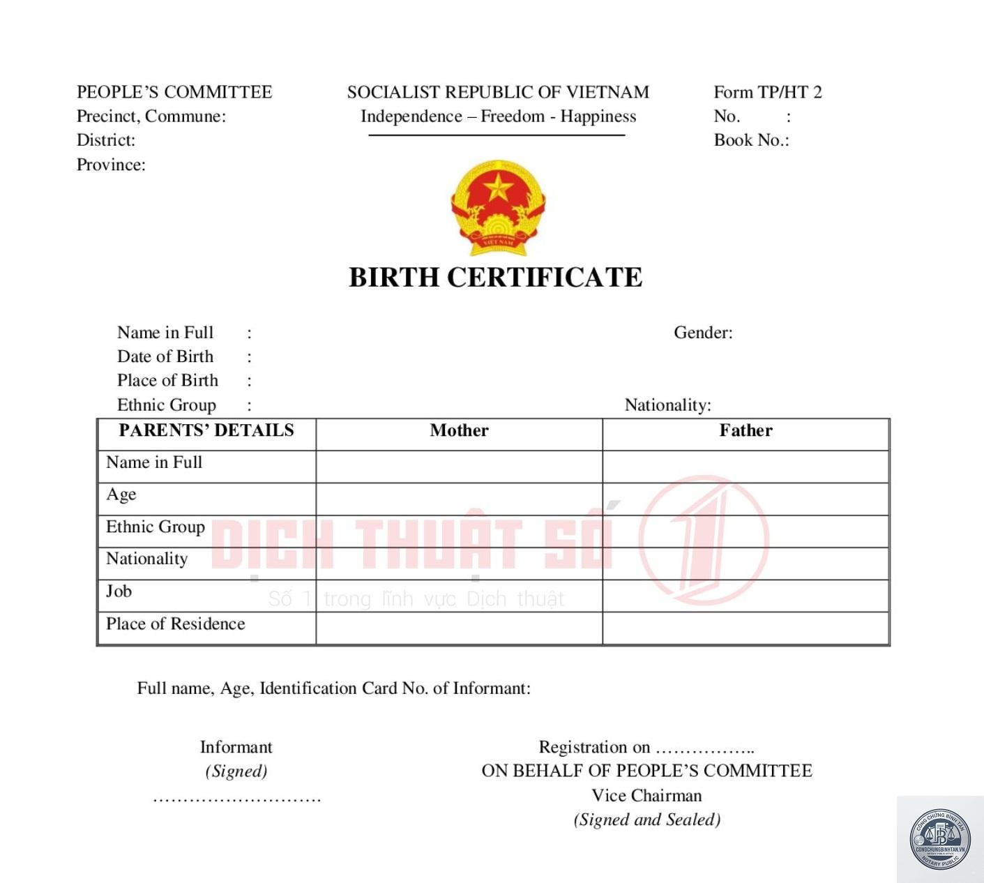 dịch giấy khai sinh sang tiếng anh - Hình 4