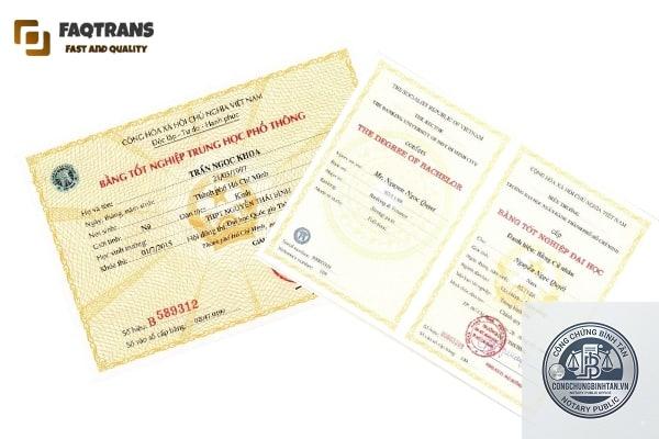 dịch thuật công chứng bằng tốt nghiệp