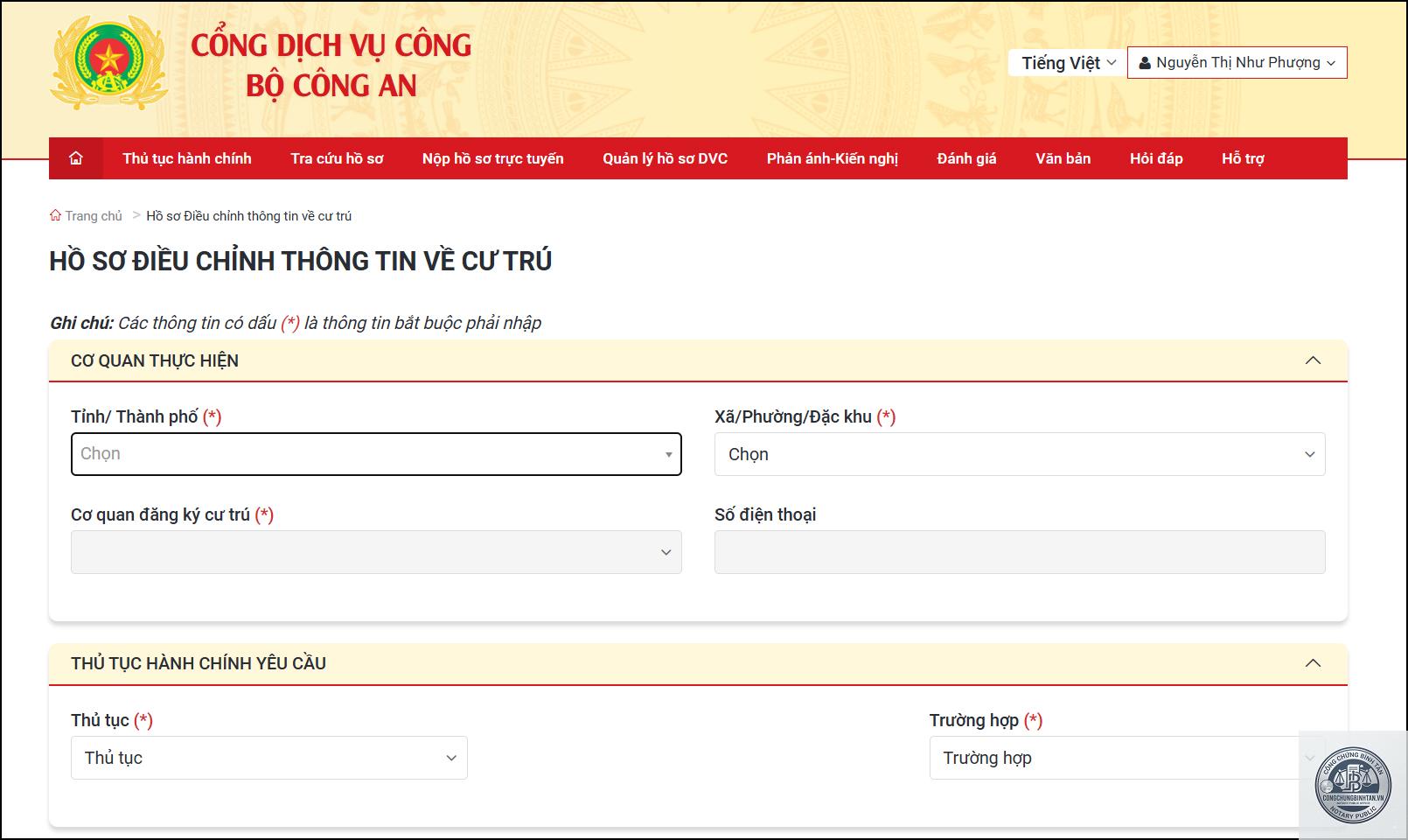 điều chỉnh th&ocirc;ng tin cư tr&uacute; - H&igrave;nh 1