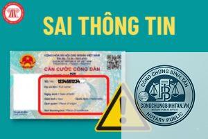 đổi căn cước công dân do sai thông tin