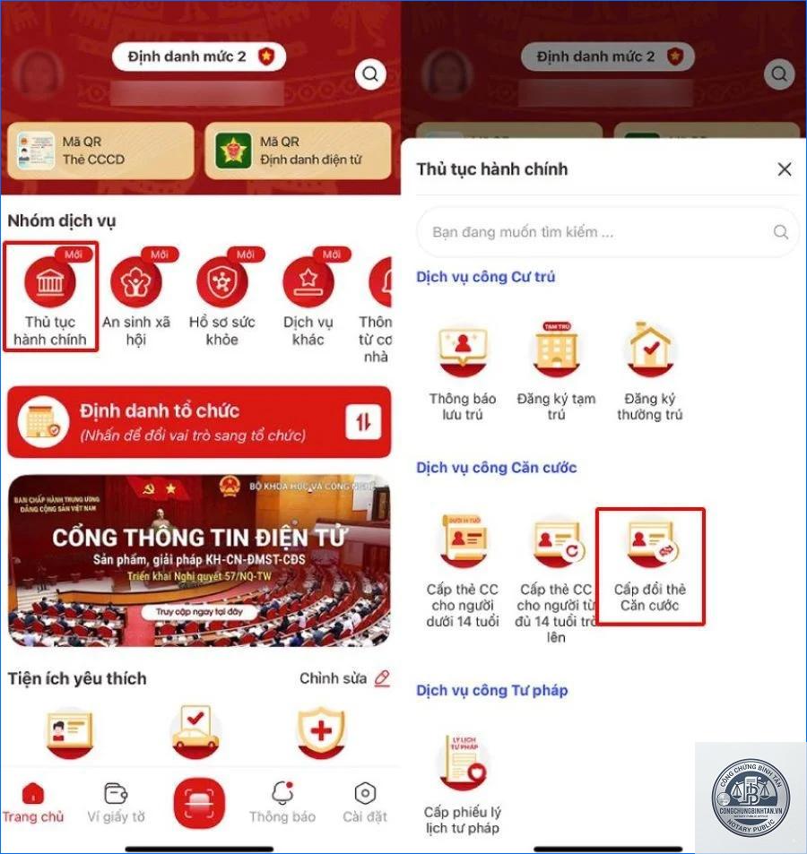 đổi căn cước công dân online