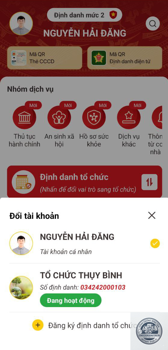 đổi th&ocirc;ng tin định danh - H&igrave;nh 3