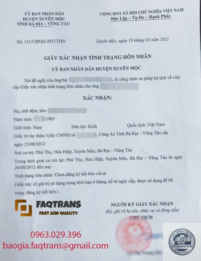 giấy chứng nhận độc thân - Hình 5