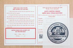 giấy chứng nhận hiến máu