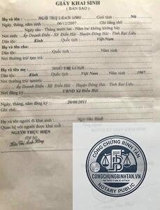 giấy khai sinh bản sao có công chứng được không