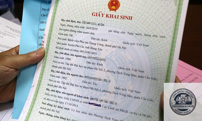 giấy khai sinh mới có mã qr