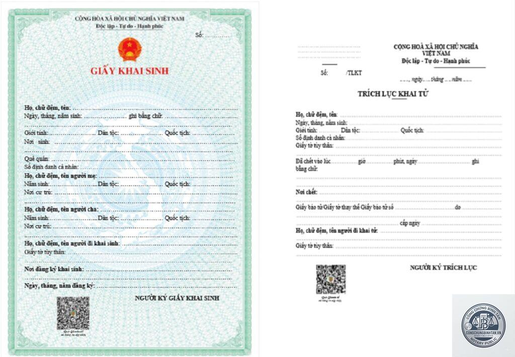 giấy khai sinh số hóa