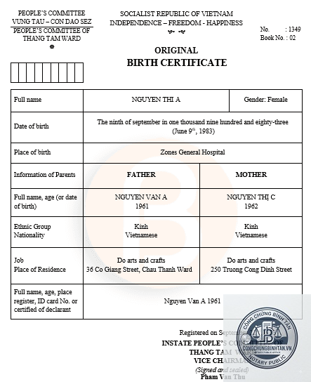 giấy khai sinh tiếng anh - Hình 5