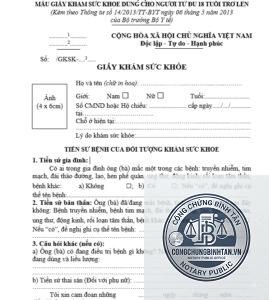 giấy khám sức khỏe đi học