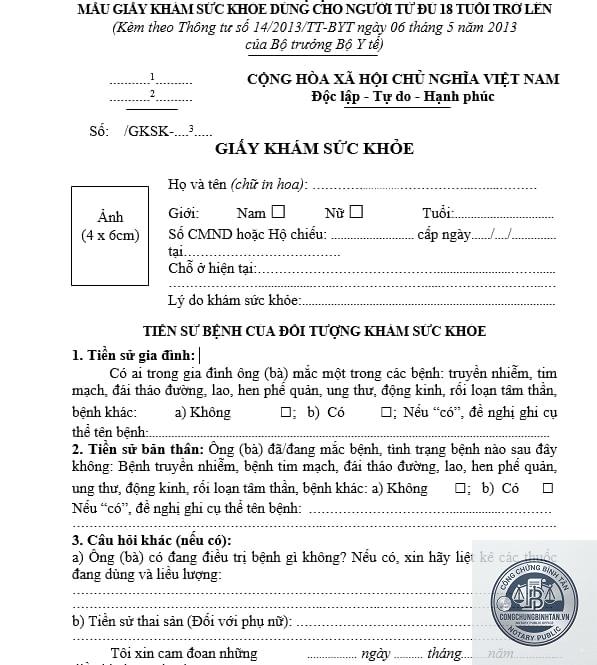 giấy khám sức khỏe đi học