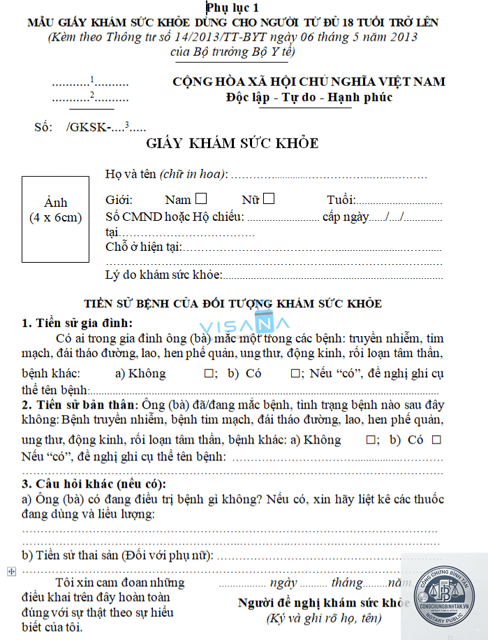 giấy khám sức khỏe đi nước ngoài - Hình 1
