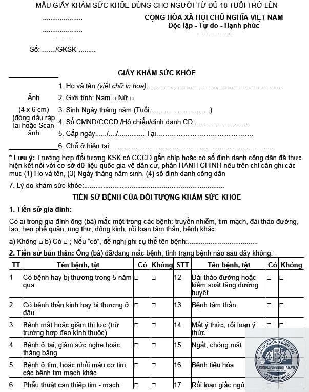 giấy khám sức khỏe xin việc - Hình 1