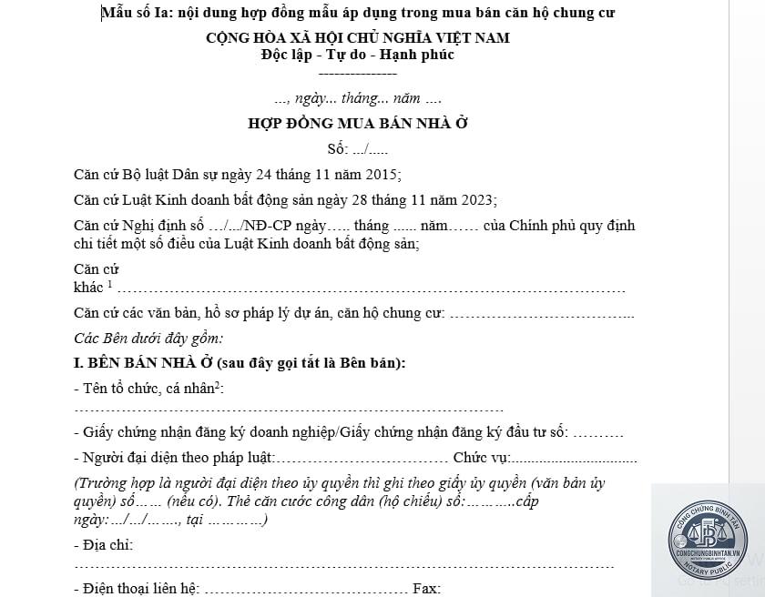 giấy tờ cá nhân bán chung cư