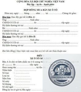 giấy tờ cá nhân khi bán ô tô