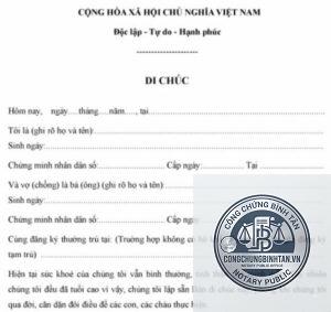 giấy tờ cá nhân lập di chúc