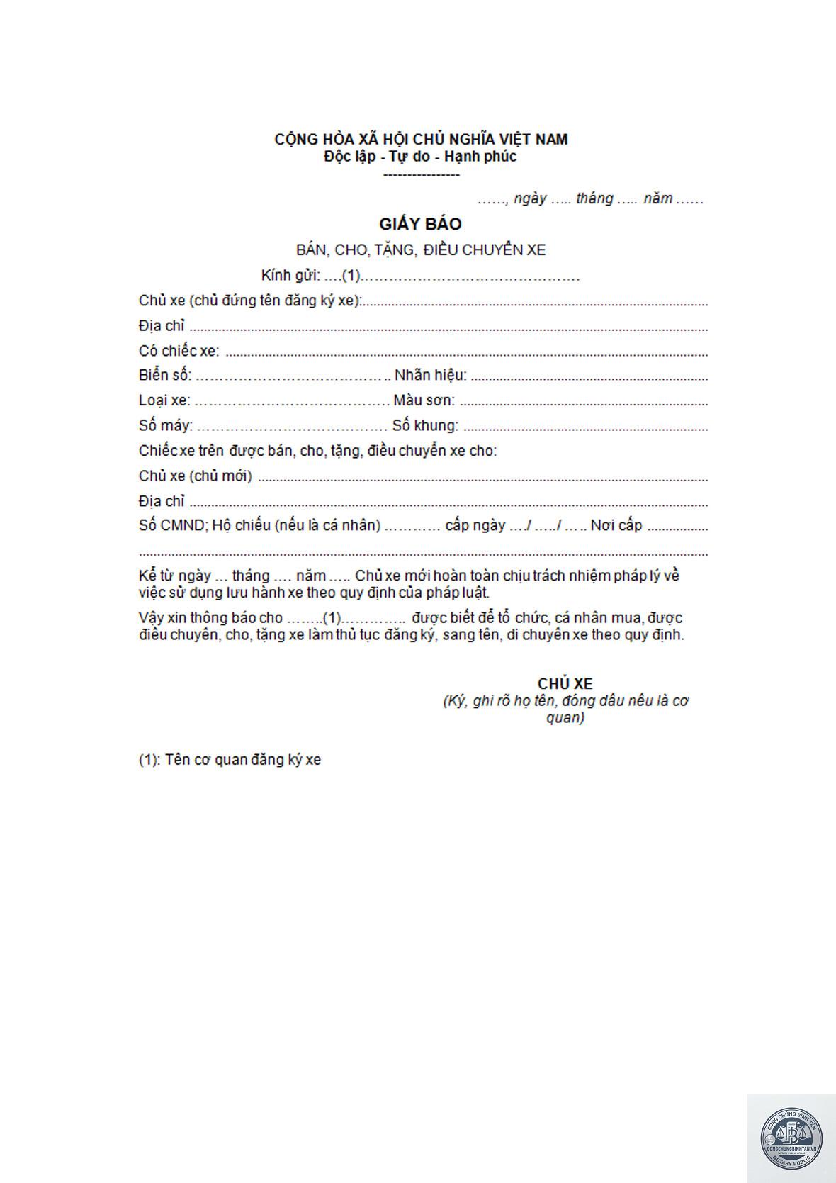 giấy tờ cá nhân sang tên xe - Hình 5