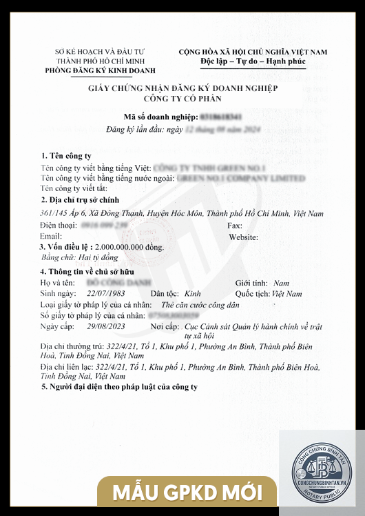 giấy tờ cá nhân thành lập công ty