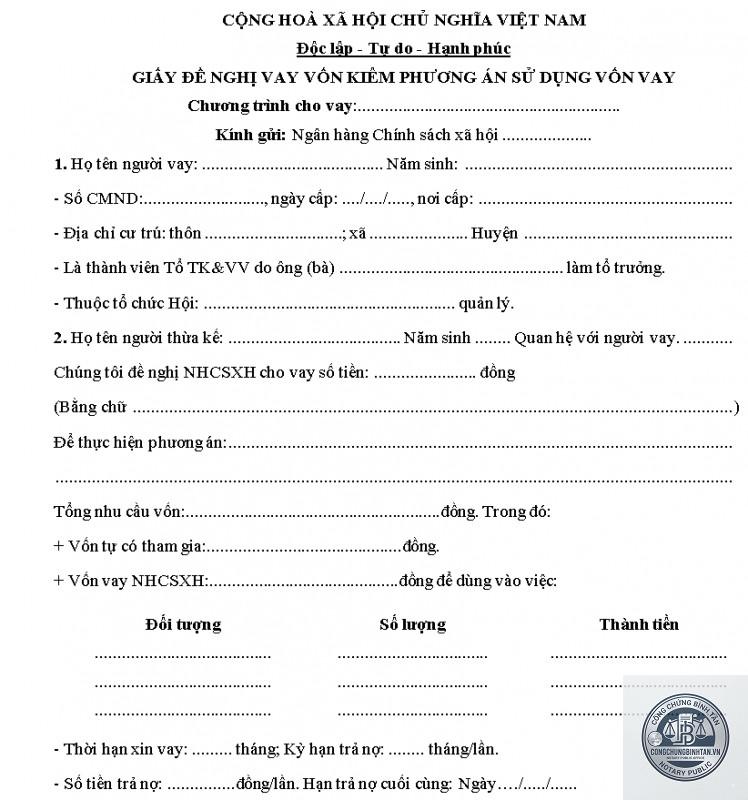giấy tờ cá nhân vay ngân hàng