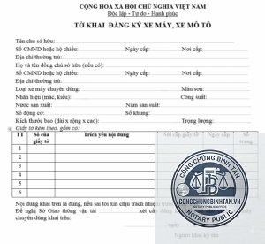 giấy tờ khi mua xe