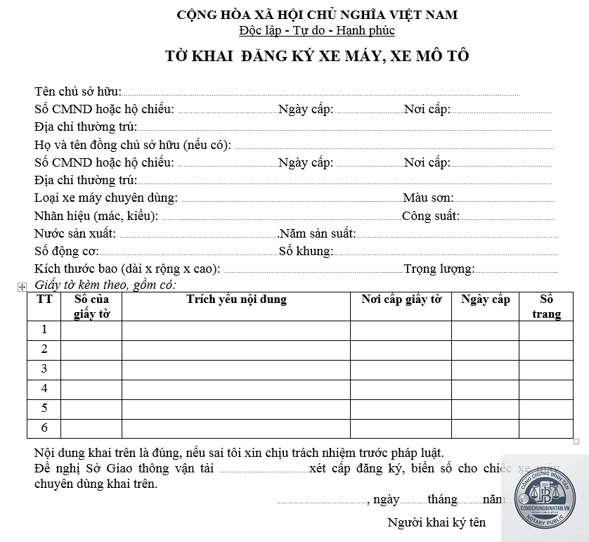 giấy tờ khi mua xe