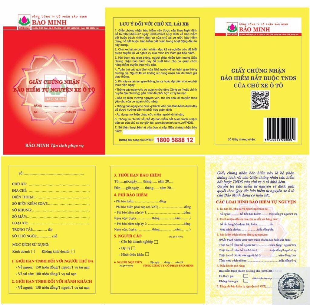 giấy tờ mua bảo hiểm ô tô