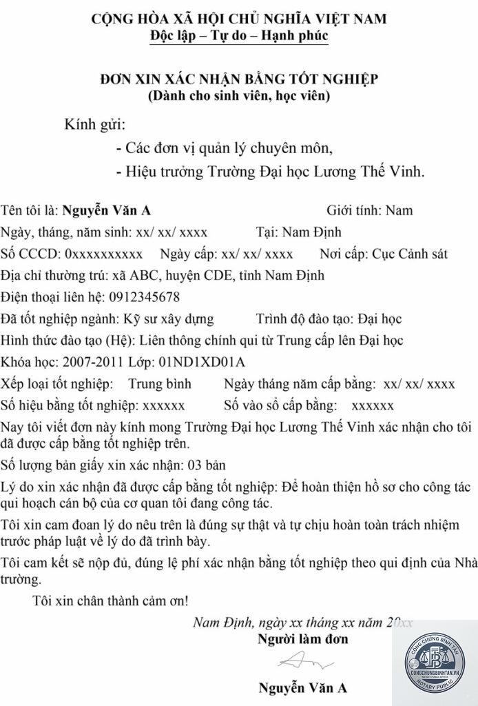 giấy tờ nhận bằng tốt nghiệp