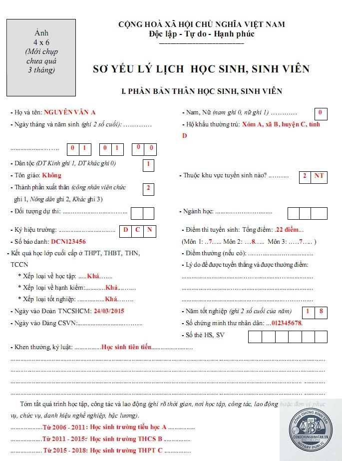giấy tờ nhập học cao đẳng
