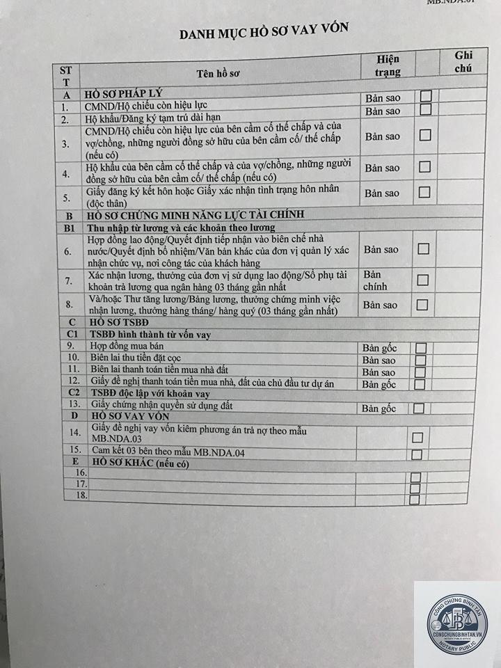 giấy tờ vay vốn ngân hàng - Hình 2