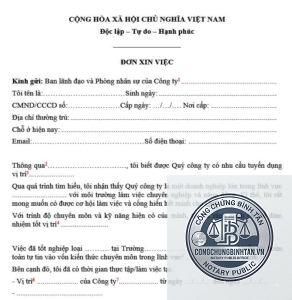 giấy tờ xin việc doanh nghiệp