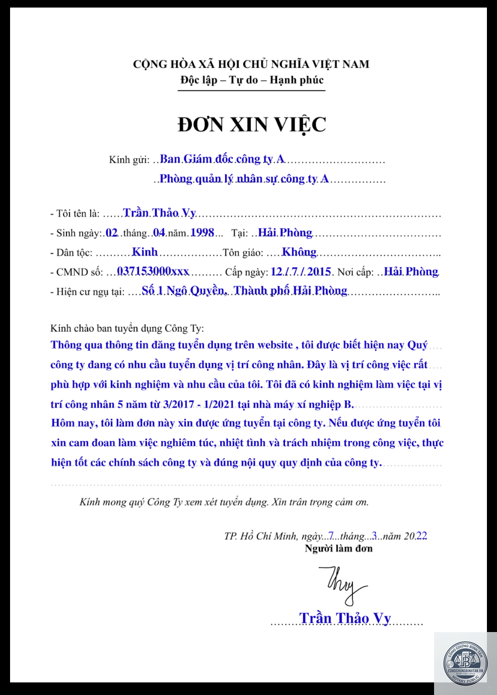 giấy tờ xin việc doanh nghiệp - H&igrave;nh 3