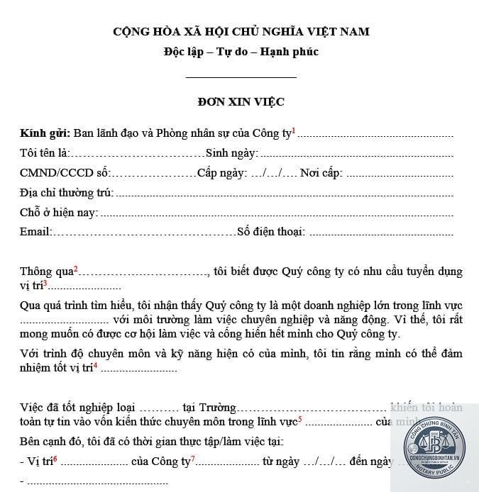 giấy tờ xin việc doanh nghiệp
