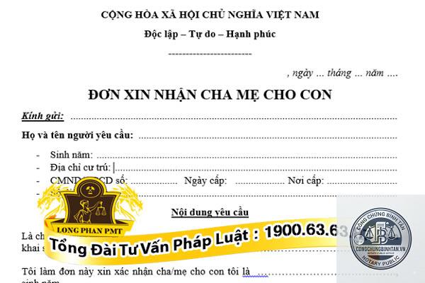 giấy xác nhận cha con