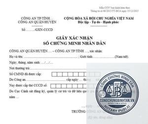 giấy xác nhận cmnd