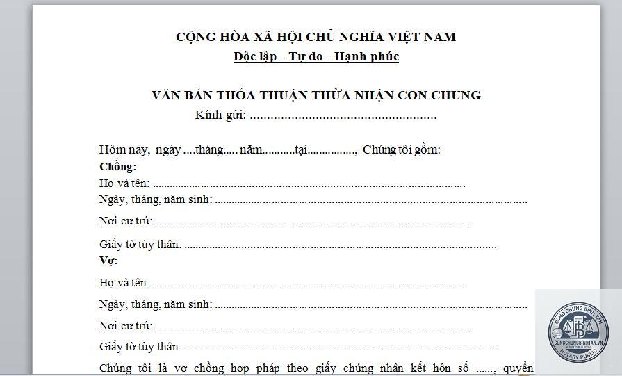 giấy xác nhận con chung - Hình 2