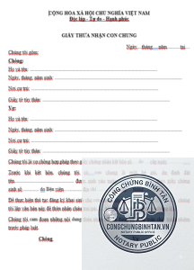 giấy xác nhận con chung