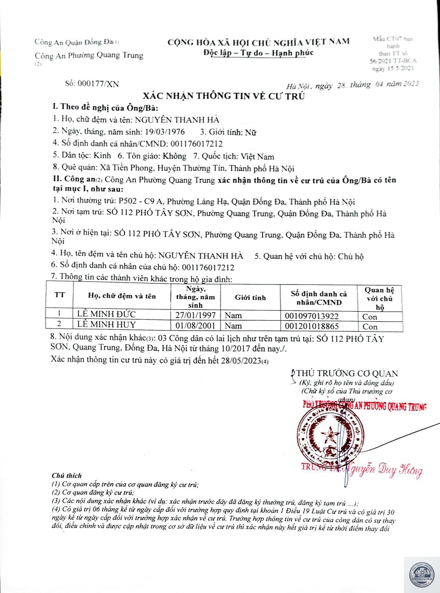 giấy x&aacute;c nhận cư tr&uacute; l&agrave;m visa - H&igrave;nh 1