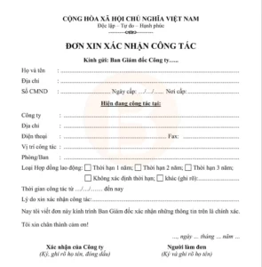 giấy xác nhận đang công tác