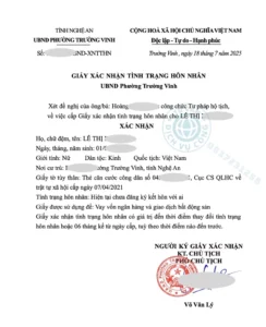 giấy xác nhận độc thân