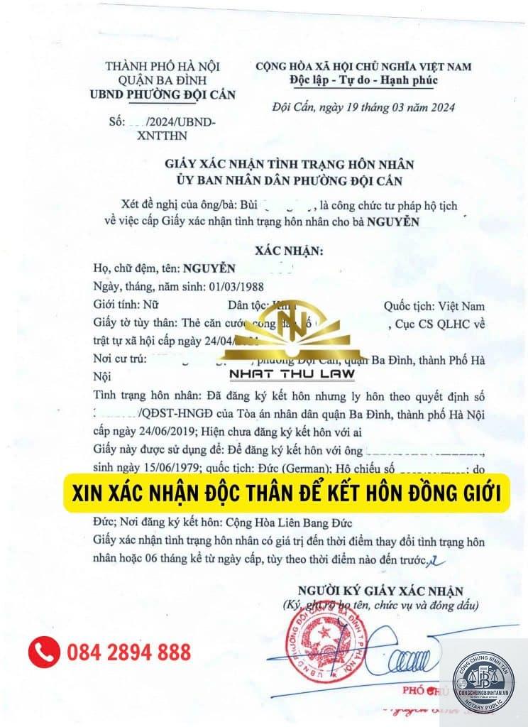 giấy x&aacute;c nhận độc th&acirc;n để kết h&ocirc;n - H&igrave;nh 2