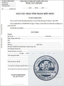 giấy xác nhận độc thân để kết hôn