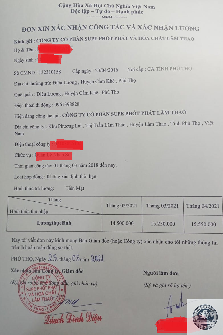 giấy xác nhận lương - Hình 2