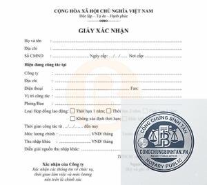 giấy xác nhận lương