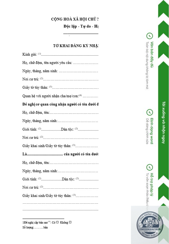 giấy x&aacute;c nhận mẹ con - H&igrave;nh 3