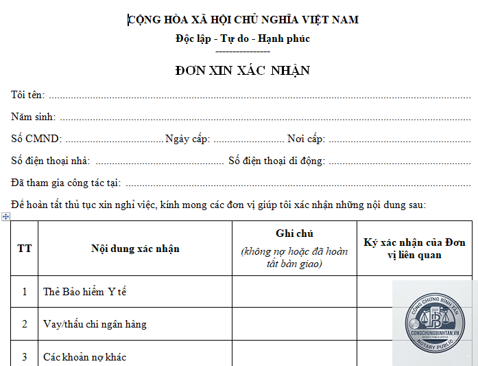 giấy xác nhận nghỉ việc - Hình 1