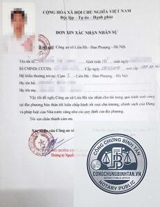 giấy xác nhận nhân sự