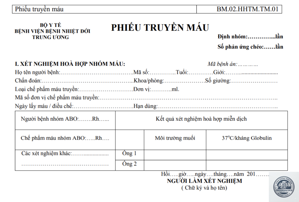 giấy xác nhận nhóm máu - Hình 2