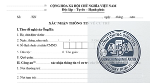 giấy xác nhận nơi cư trú