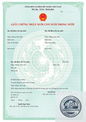 giấy xác nhận nuôi con