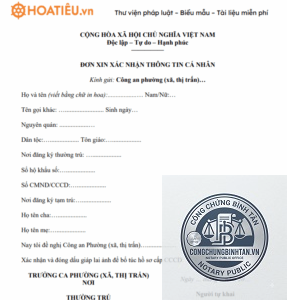 giấy xác nhận quê quán